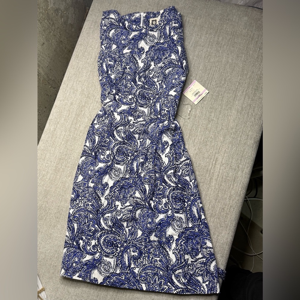 NWT Anne Klein Blue & White Paisley Dress – Size 6 – Midi/Shift Style